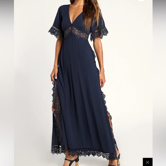 Lulus Dresses & Skirts - Elegant Navy Lace Maxi Dress